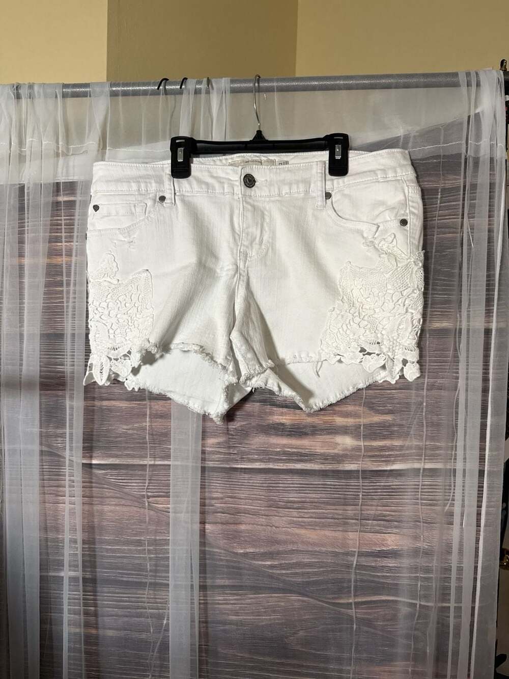 Torrid White Denim Lace Trim Cutoff Shorts Size 12